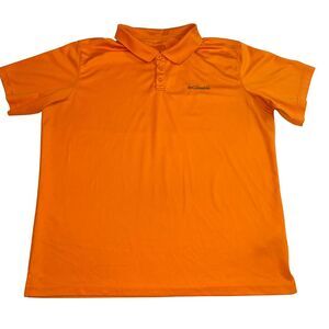 Columbia Polo Mens XL Orange Omni Shade Sun Protection Outdoor Golf Travel Shirt